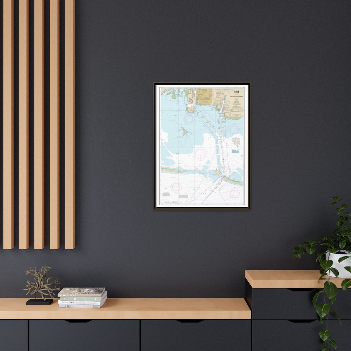 Chart 11375 Pascagoula Harbor - NOAA Nautical Chart Floating Frame Canvas | 24" x 32" | 30" x 40" - Espresso context-2