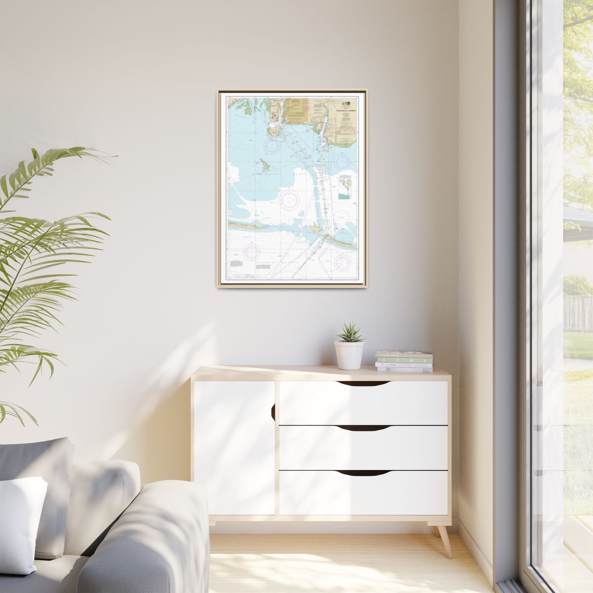 Chart 11375 Pascagoula Harbor - NOAA Nautical Chart Floating Frame Canvas | 24" x 32" | 30" x 40" - Natural context-1