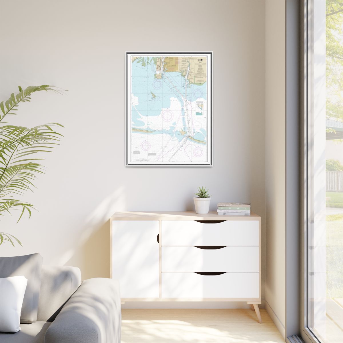 Chart 11375 Pascagoula Harbor - NOAA Nautical Chart Floating Frame Canvas | 24" x 32" | 30" x 40" - White context-1