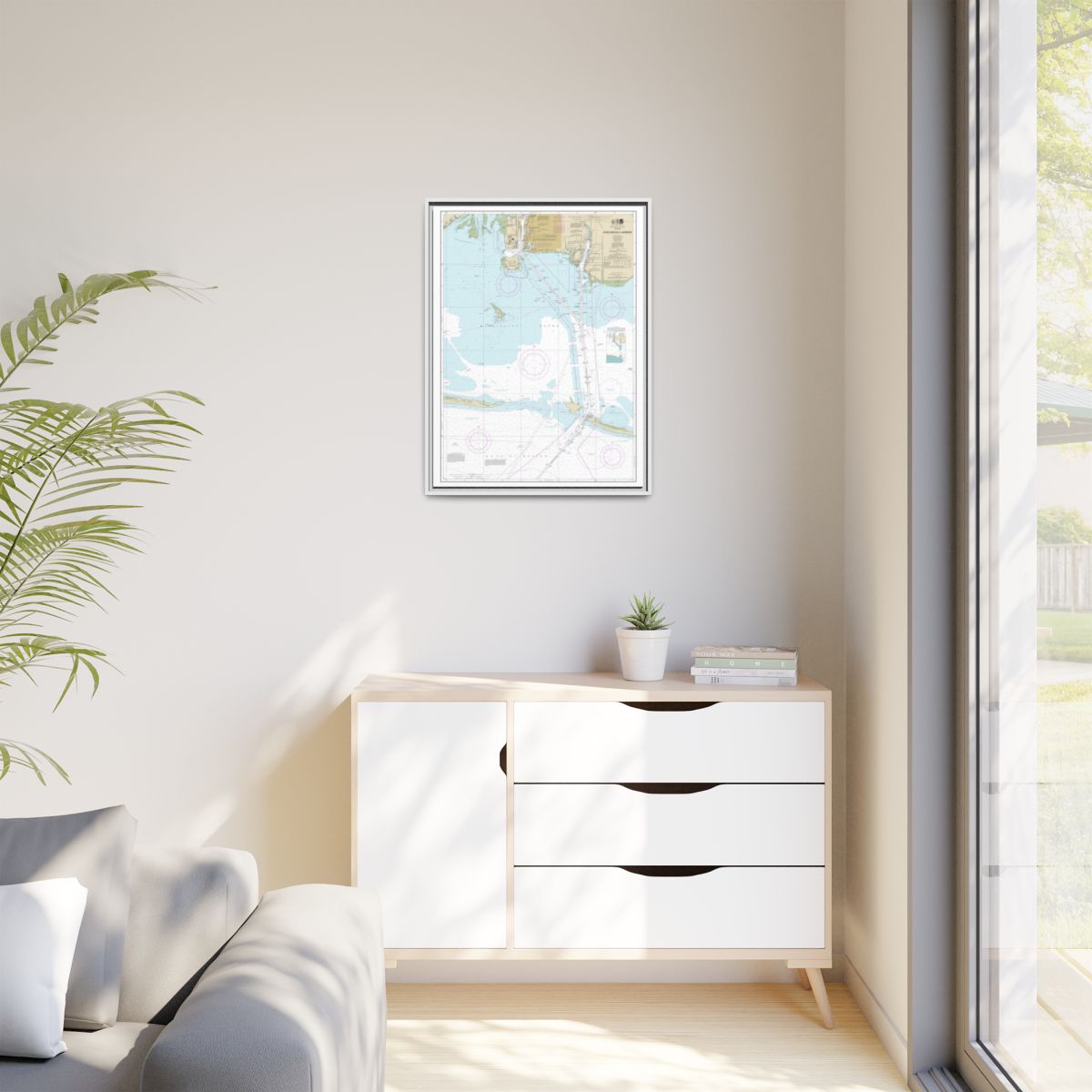Chart 11375 Pascagoula Harbor - NOAA Nautical Chart Floating Frame Canvas | 24" x 32" | 30" x 40" - White context-1