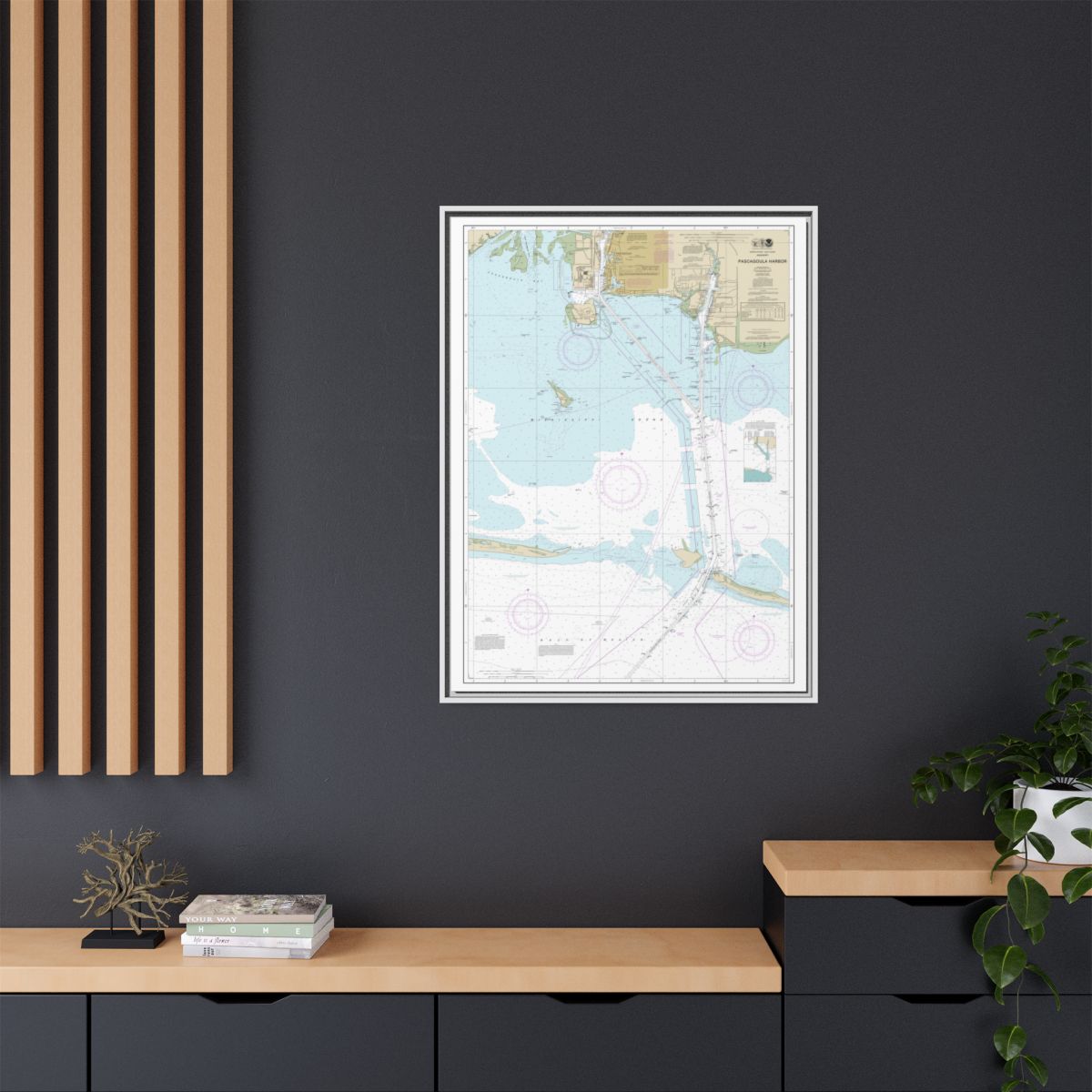 Chart 11375 Pascagoula Harbor - NOAA Nautical Chart Floating Frame Canvas | 24" x 32" | 30" x 40" - White context-2