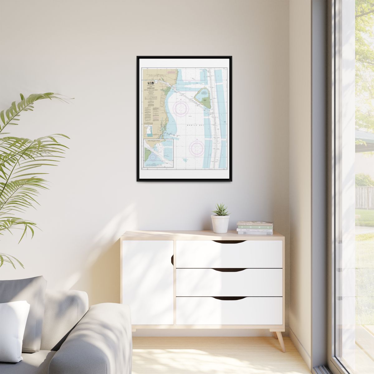 Chart 11380 Mobile Bay East Fowl River to Deer River Pt; Mobile Middle Bay Terminal - NOAA Nautical Chart Floating Frame Canvas | 24" x 32" | 30" x 40" - Black context-1