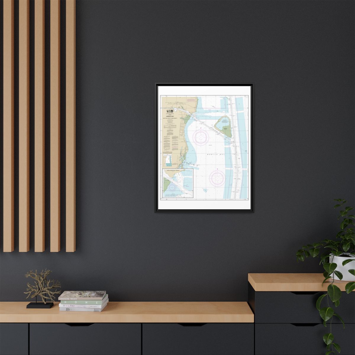 Chart 11380 Mobile Bay East Fowl River to Deer River Pt; Mobile Middle Bay Terminal - NOAA Nautical Chart Floating Frame Canvas | 24" x 32" | 30" x 40" - Black context-2