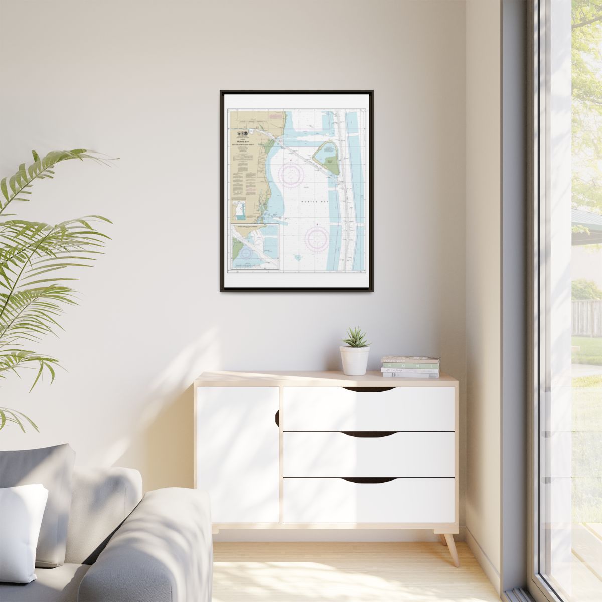 Chart 11380 Mobile Bay East Fowl River to Deer River Pt; Mobile Middle Bay Terminal - NOAA Nautical Chart Floating Frame Canvas | 24" x 32" | 30" x 40" - Espresso context-1
