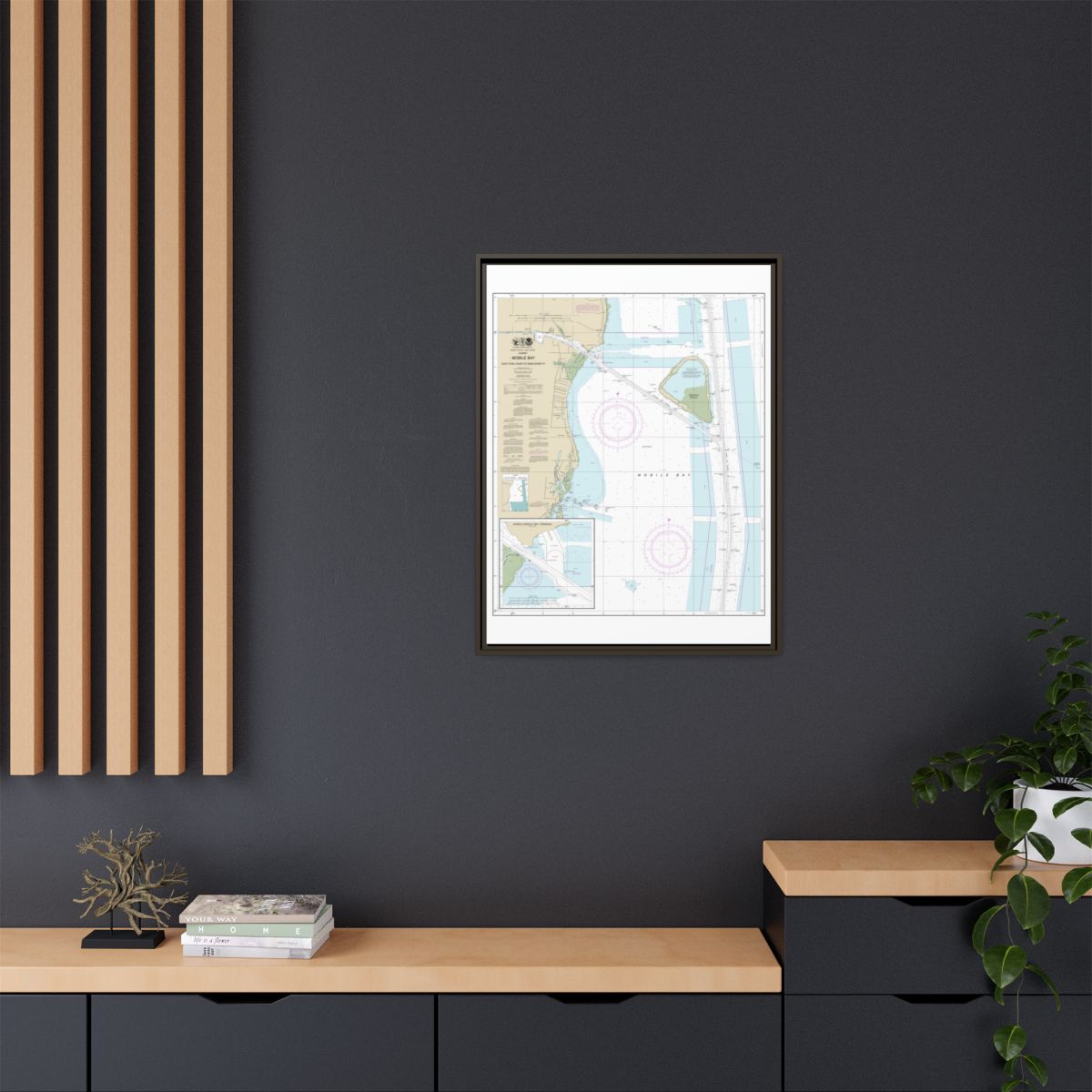 Chart 11380 Mobile Bay East Fowl River to Deer River Pt; Mobile Middle Bay Terminal - NOAA Nautical Chart Floating Frame Canvas | 24" x 32" | 30" x 40" - Espresso context-2