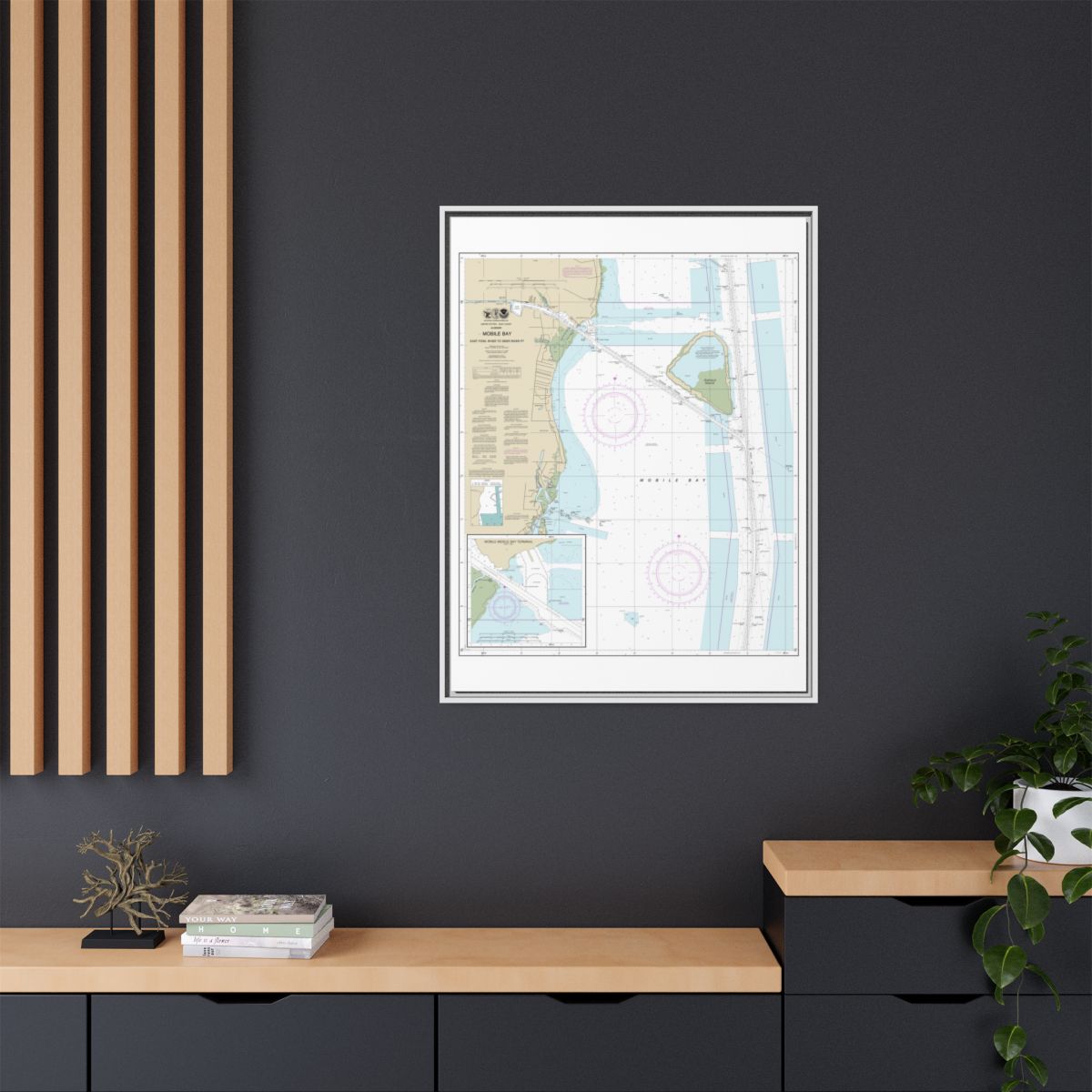 Chart 11380 Mobile Bay East Fowl River to Deer River Pt; Mobile Middle Bay Terminal - NOAA Nautical Chart Floating Frame Canvas | 24" x 32" | 30" x 40" - White context-2