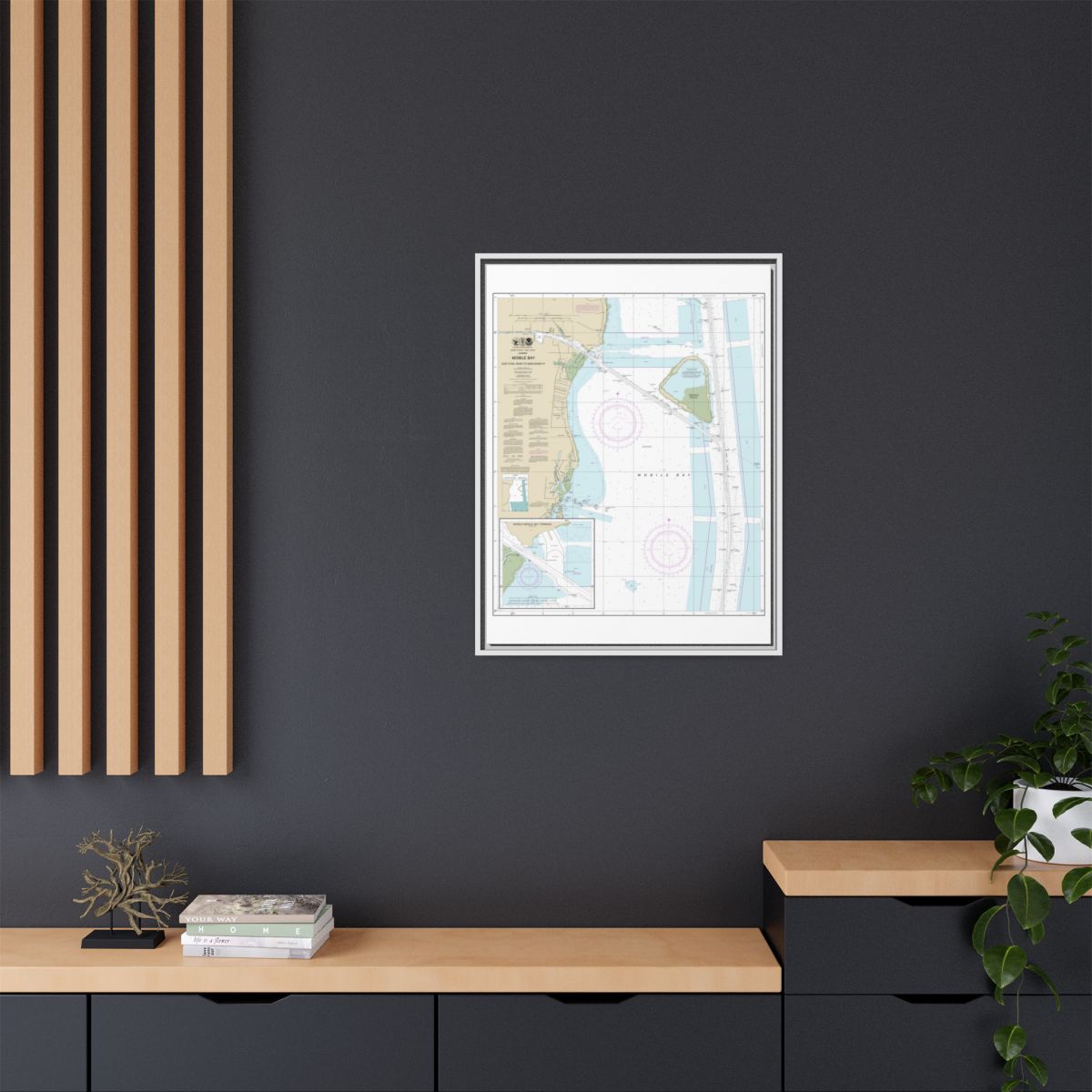 Chart 11380 Mobile Bay East Fowl River to Deer River Pt; Mobile Middle Bay Terminal - NOAA Nautical Chart Floating Frame Canvas | 24" x 32" | 30" x 40" - White context-2