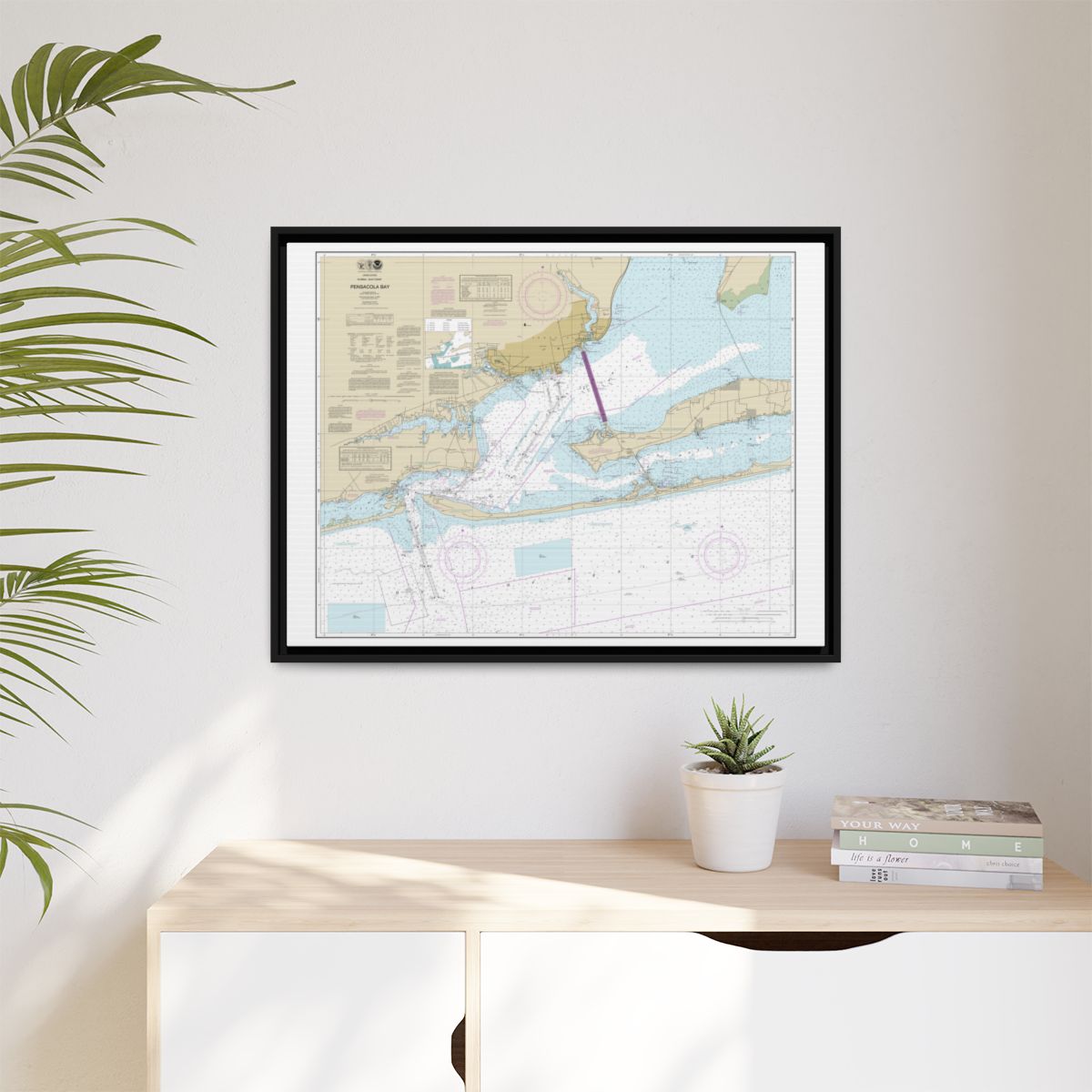 Chart 11383 Pensacola Bay - NOAA Nautical Chart Floating Frame Canvas | 32" x 24" | 40" x 30" - Black context-1