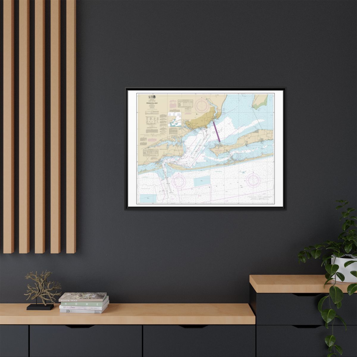 Chart 11383 Pensacola Bay - NOAA Nautical Chart Floating Frame Canvas | 32" x 24" | 40" x 30" - Black context-2