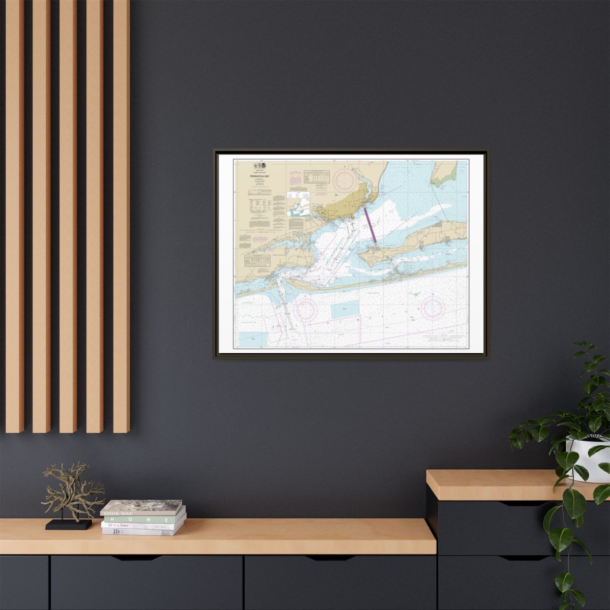 Chart 11383 Pensacola Bay - NOAA Nautical Chart Floating Frame Canvas | 32" x 24" | 40" x 30" - Espresso context-2