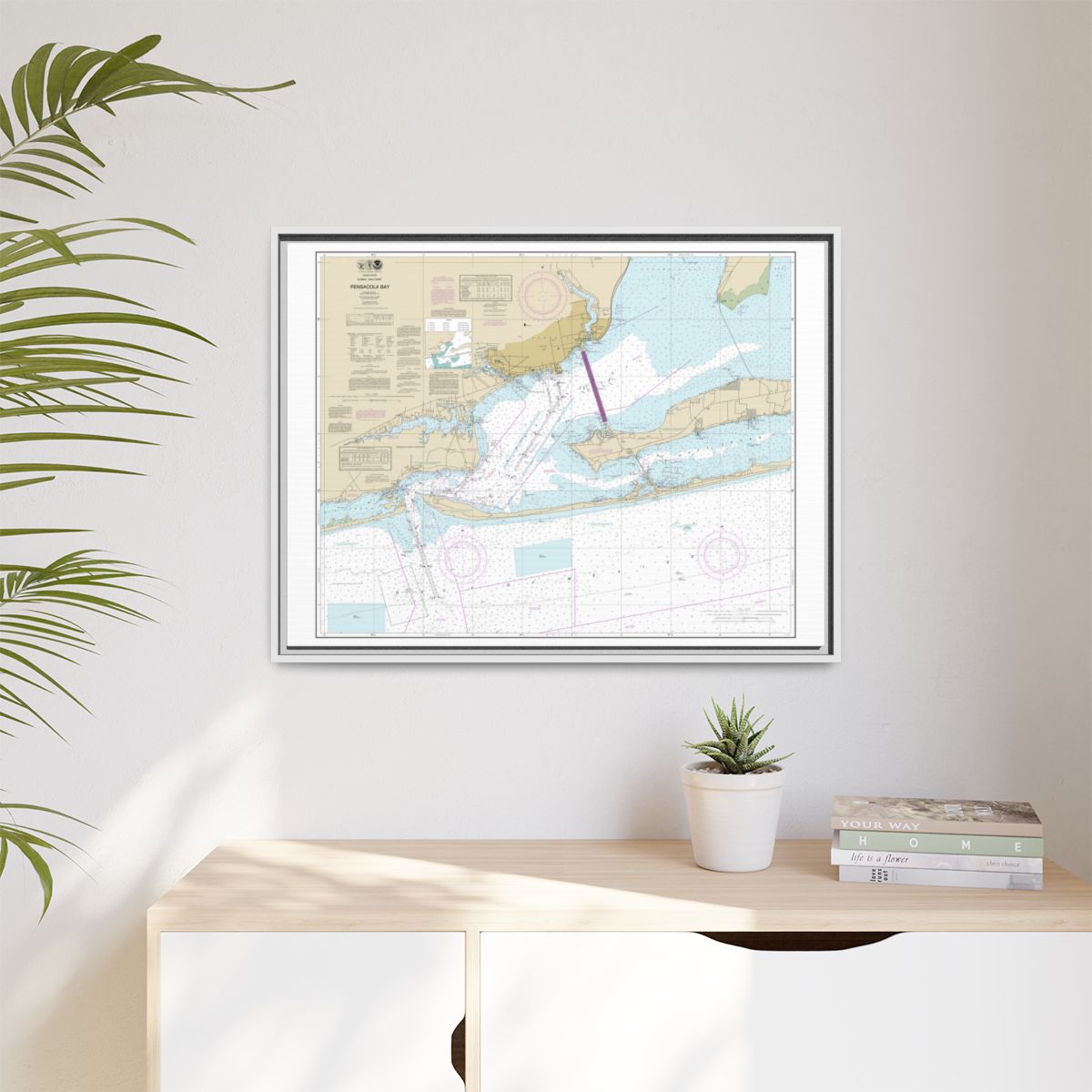 Chart 11383 Pensacola Bay - NOAA Nautical Chart Floating Frame Canvas | 32" x 24" | 40" x 30" - White context-1