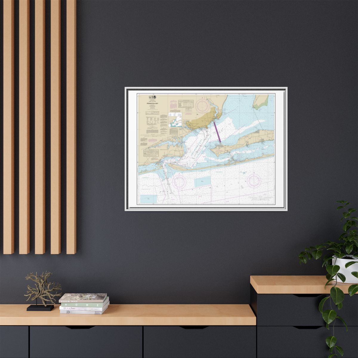 Chart 11383 Pensacola Bay - NOAA Nautical Chart Floating Frame Canvas | 32" x 24" | 40" x 30" - White context-2