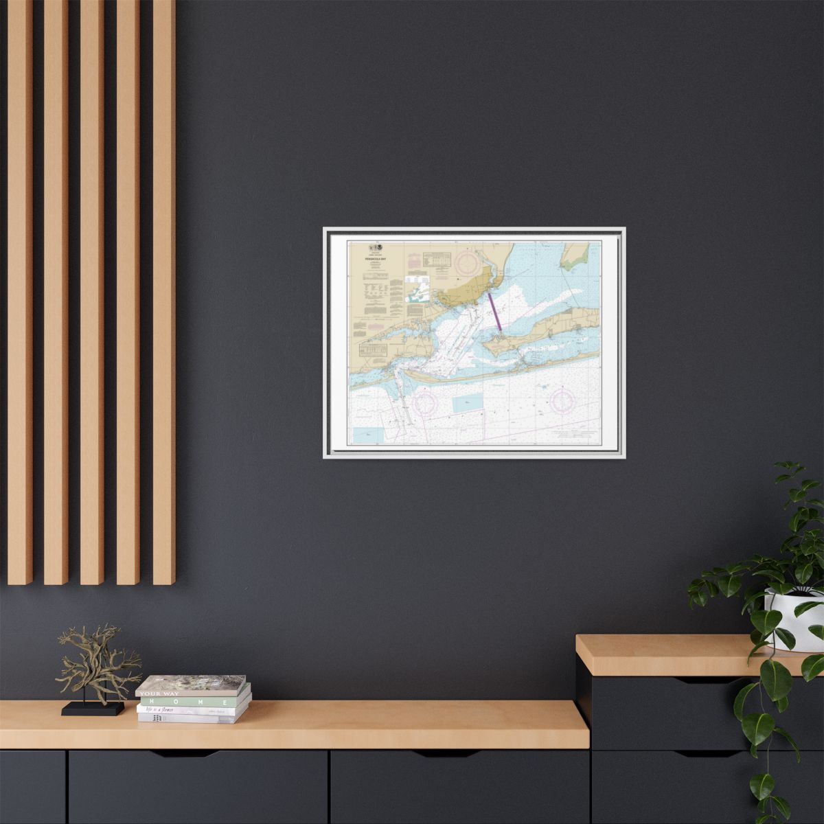 Chart 11383 Pensacola Bay - NOAA Nautical Chart Floating Frame Canvas | 32" x 24" | 40" x 30" - White context-2