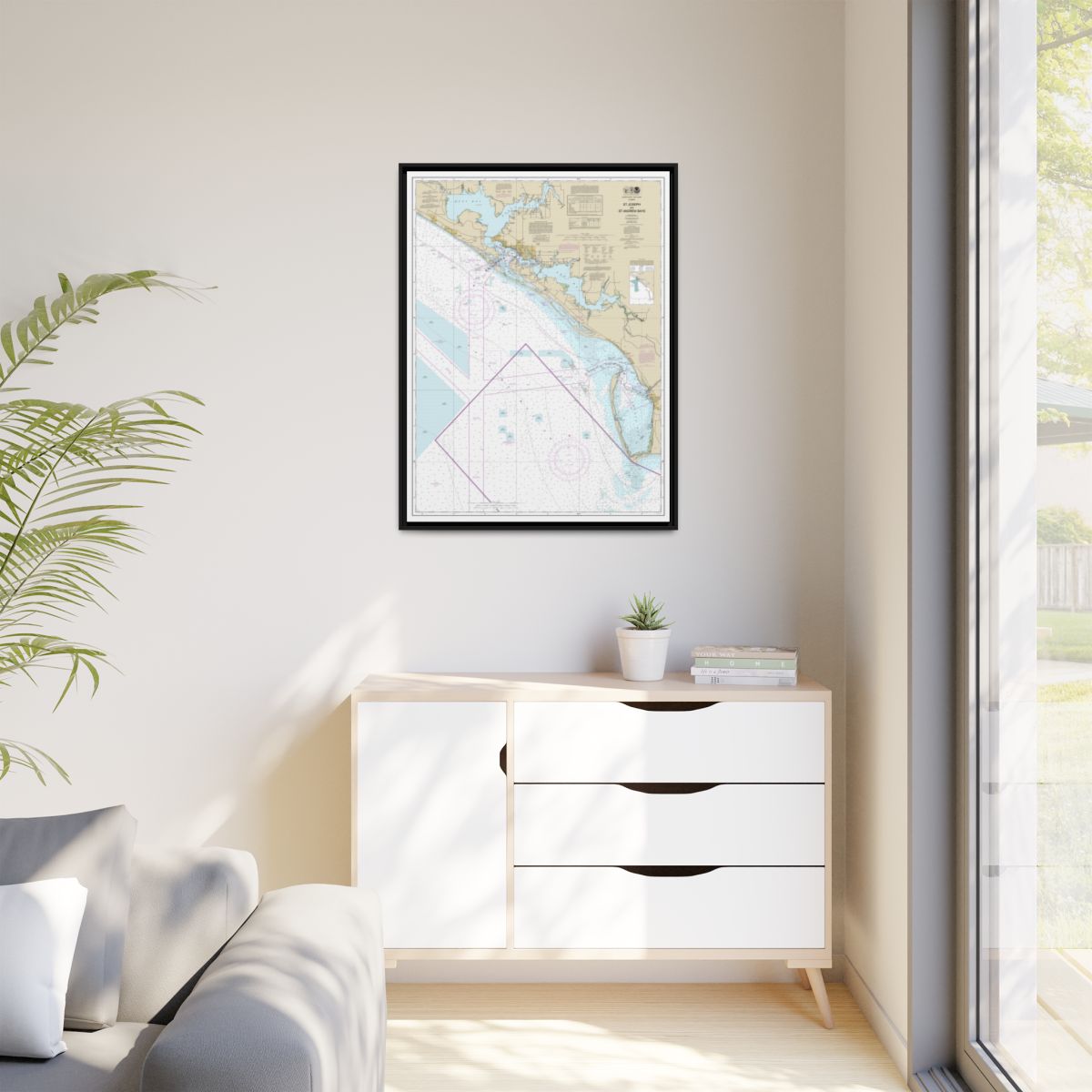 Chart 11389 St Joseph and St Andrew Bays - NOAA Nautical Chart Floating Frame Canvas | 24" x 32" | 30" x 40" - Black context-1