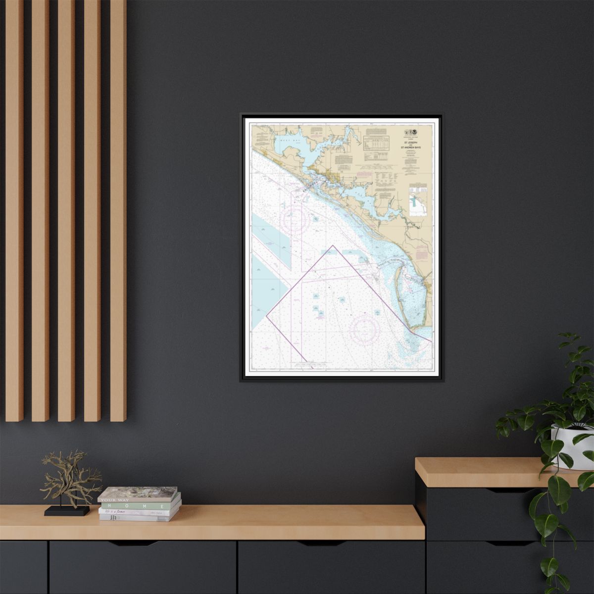 Chart 11389 St Joseph and St Andrew Bays - NOAA Nautical Chart Floating Frame Canvas | 24" x 32" | 30" x 40" - Black context-2