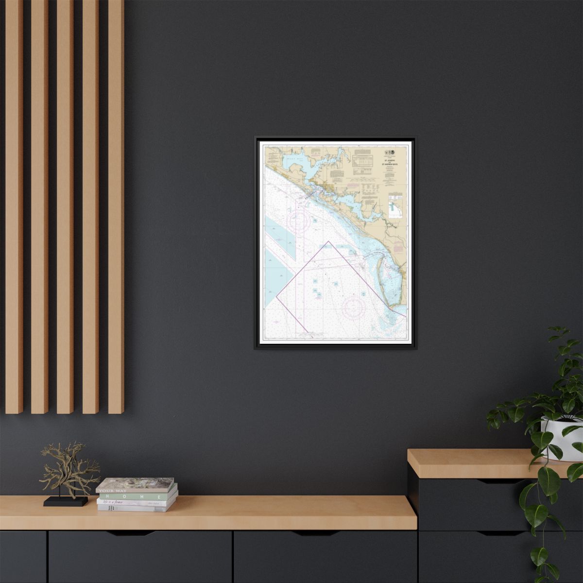 Chart 11389 St Joseph and St Andrew Bays - NOAA Nautical Chart Floating Frame Canvas | 24" x 32" | 30" x 40" - Black context-2
