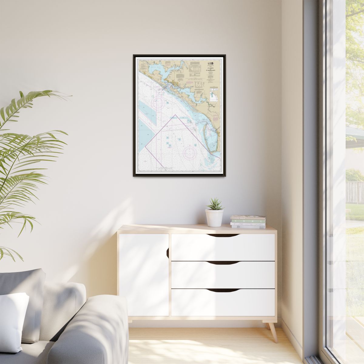 Chart 11389 St Joseph and St Andrew Bays - NOAA Nautical Chart Floating Frame Canvas | 24" x 32" | 30" x 40" - Espresso context-1