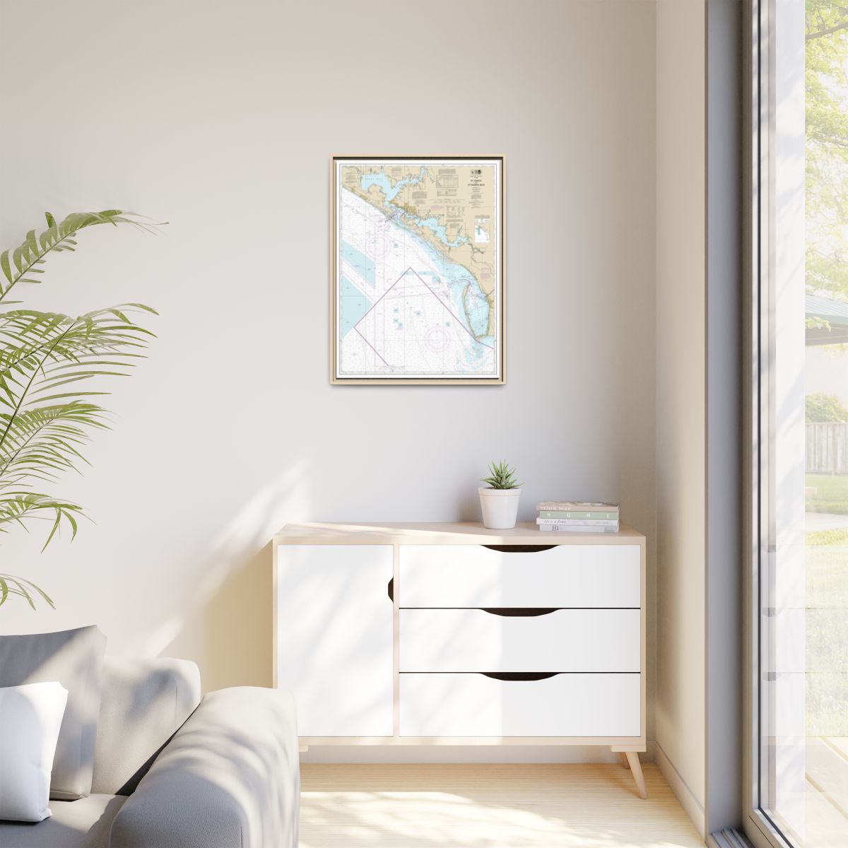 Chart 11389 St Joseph and St Andrew Bays - NOAA Nautical Chart Floating Frame Canvas | 24" x 32" | 30" x 40" - Natural context-1