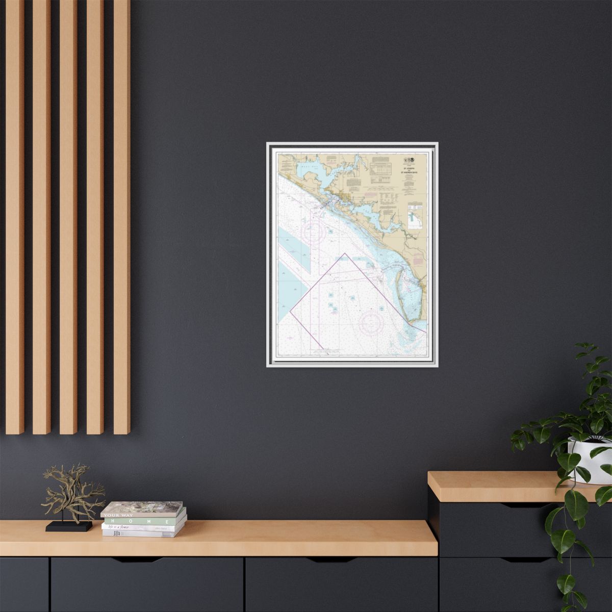 Chart 11389 St Joseph and St Andrew Bays - NOAA Nautical Chart Floating Frame Canvas | 24" x 32" | 30" x 40" - White context-2