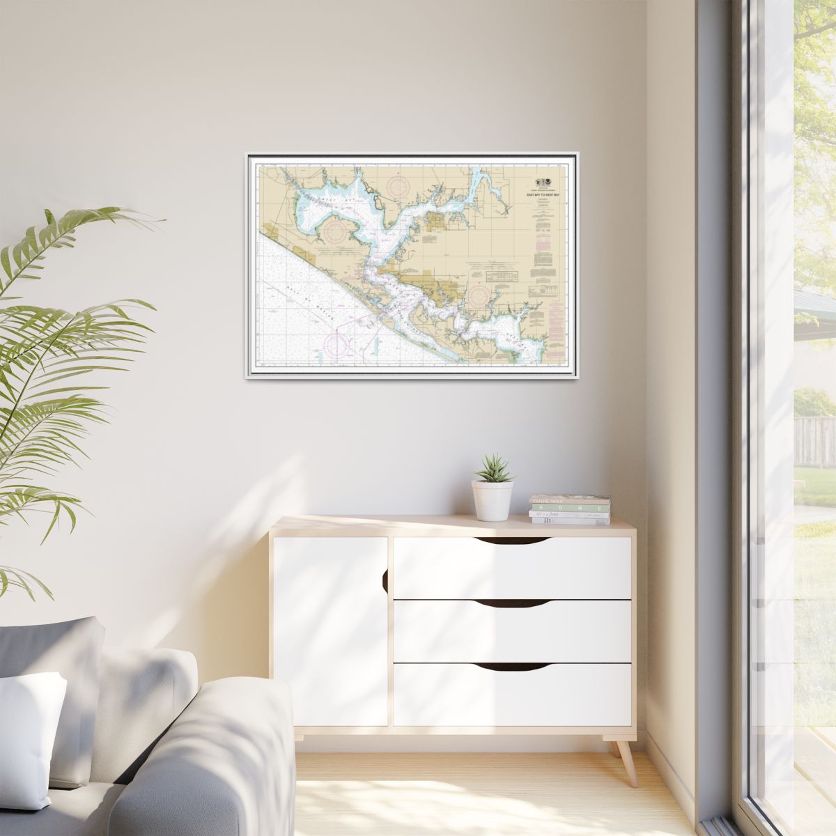 Chart 11390 Intracoastal Waterway East Bay to West Bay - NOAA Nautical Chart Floating Frame Canvas | 30" x 20" | 36" x 24" | 48" x 32" - White context-1