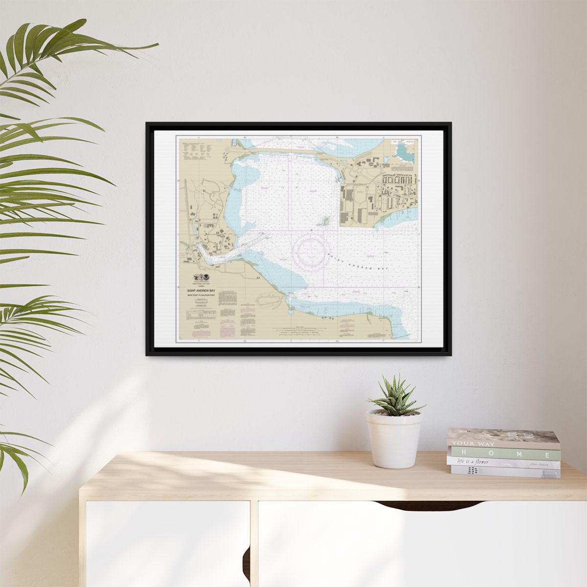 Chart 11392 St. Andrew Bay - Bear Point to Sulpher Point - NOAA Nautical Chart Floating Frame Canvas | 32" x 24" | 40" x 30" - Black context-1