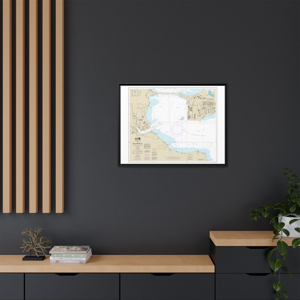 Chart 11392 St. Andrew Bay - Bear Point to Sulpher Point - NOAA Nautical Chart Floating Frame Canvas | 32" x 24" | 40" x 30" - Black context-2