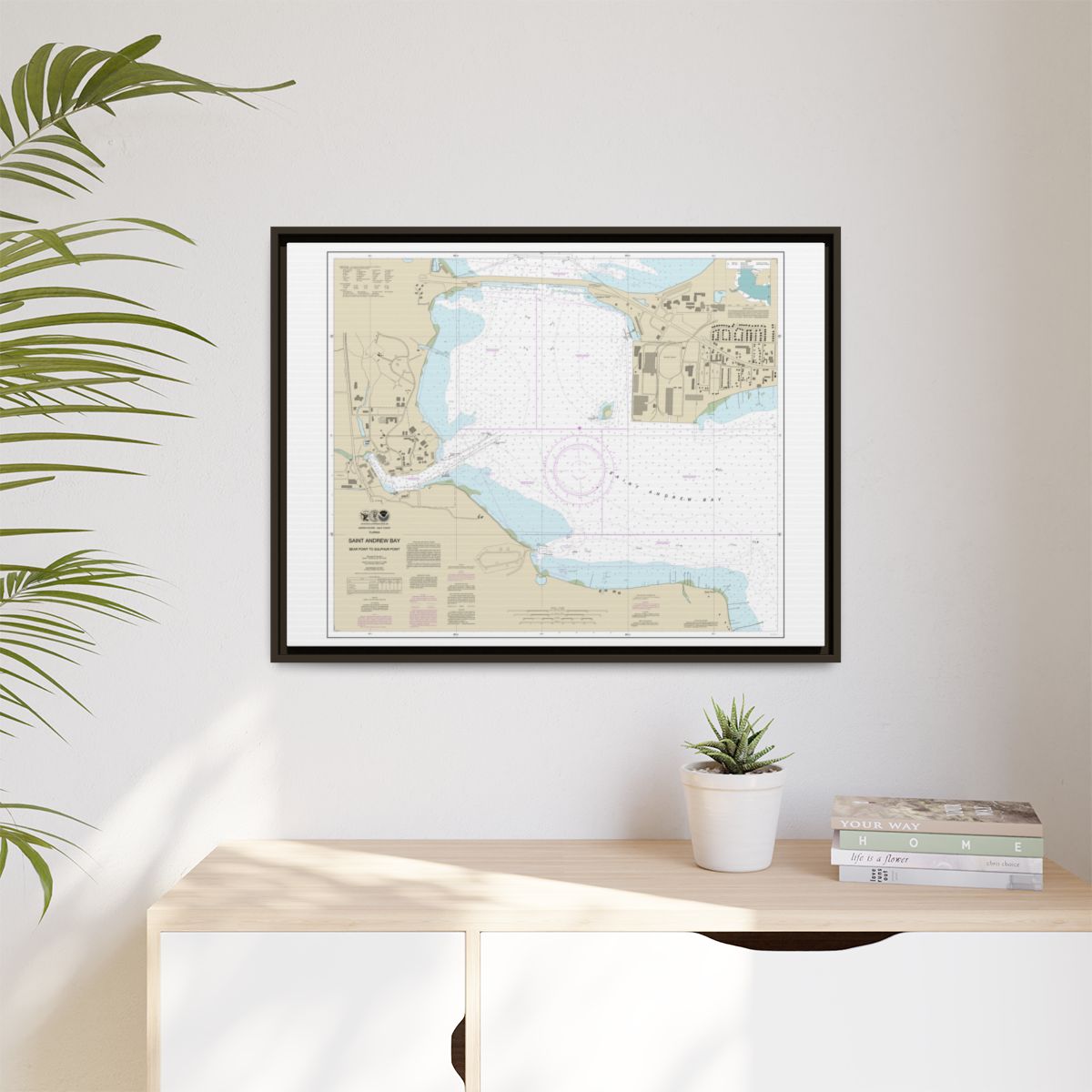 Chart 11392 St. Andrew Bay - Bear Point to Sulpher Point - NOAA Nautical Chart Floating Frame Canvas | 32" x 24" | 40" x 30" - Espresso context-1