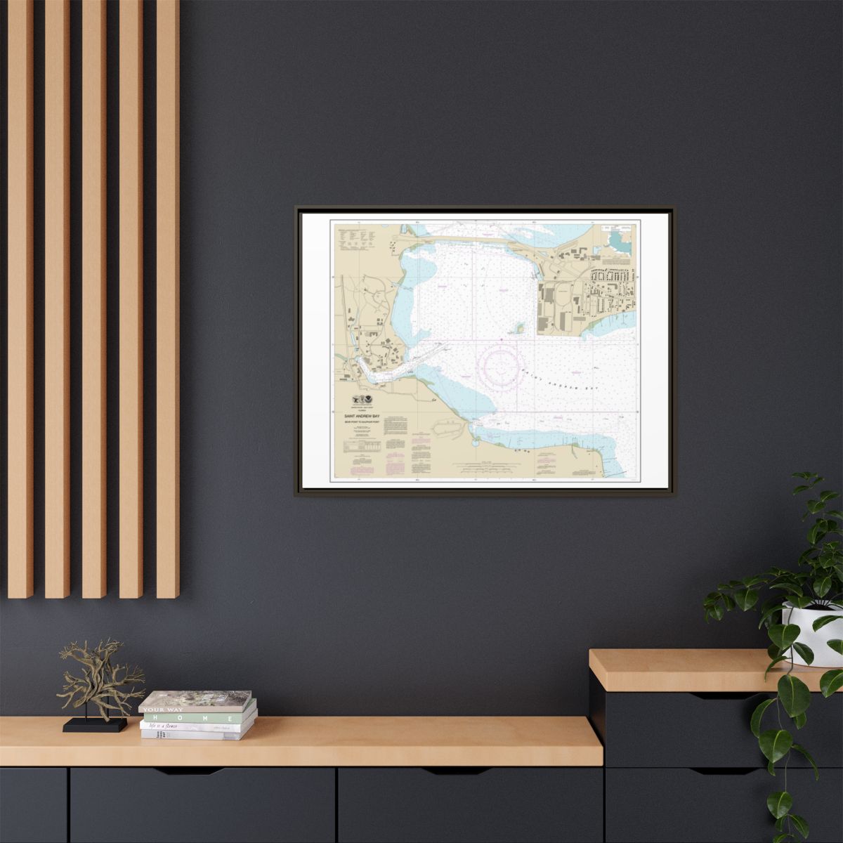 Chart 11392 St. Andrew Bay - Bear Point to Sulpher Point - NOAA Nautical Chart Floating Frame Canvas | 32" x 24" | 40" x 30" - Espresso context-2