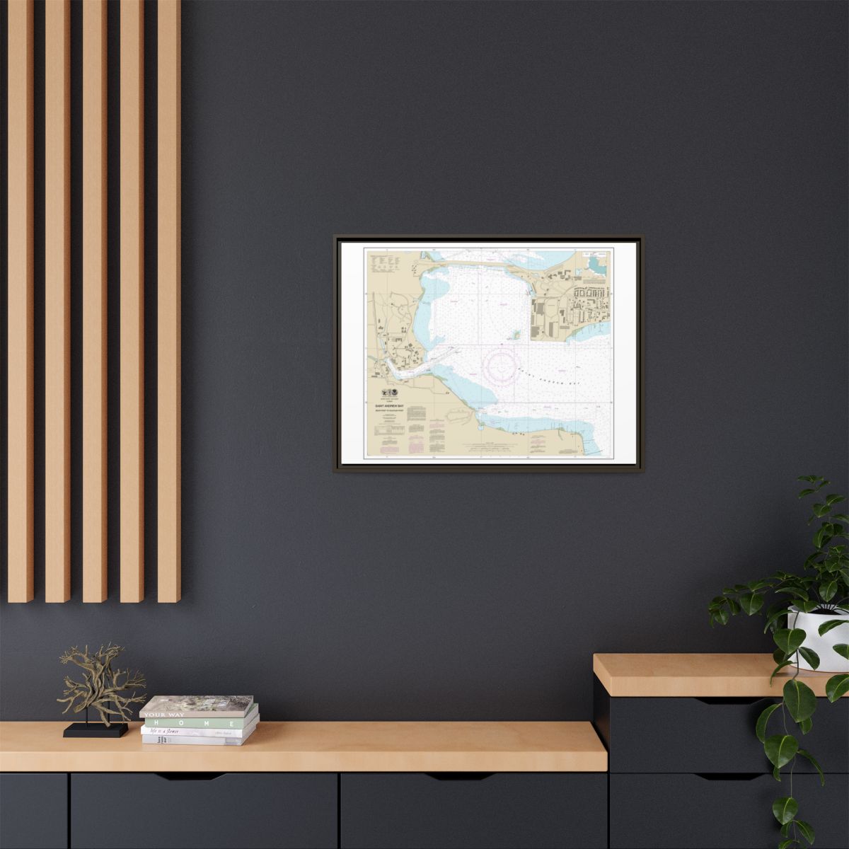 Chart 11392 St. Andrew Bay - Bear Point to Sulpher Point - NOAA Nautical Chart Floating Frame Canvas | 32" x 24" | 40" x 30" - Espresso context-2