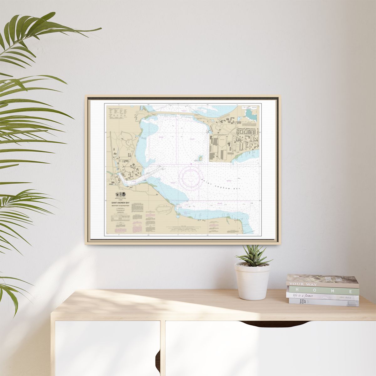Chart 11392 St. Andrew Bay - Bear Point to Sulpher Point - NOAA Nautical Chart Floating Frame Canvas | 32" x 24" | 40" x 30" - Natural context-1