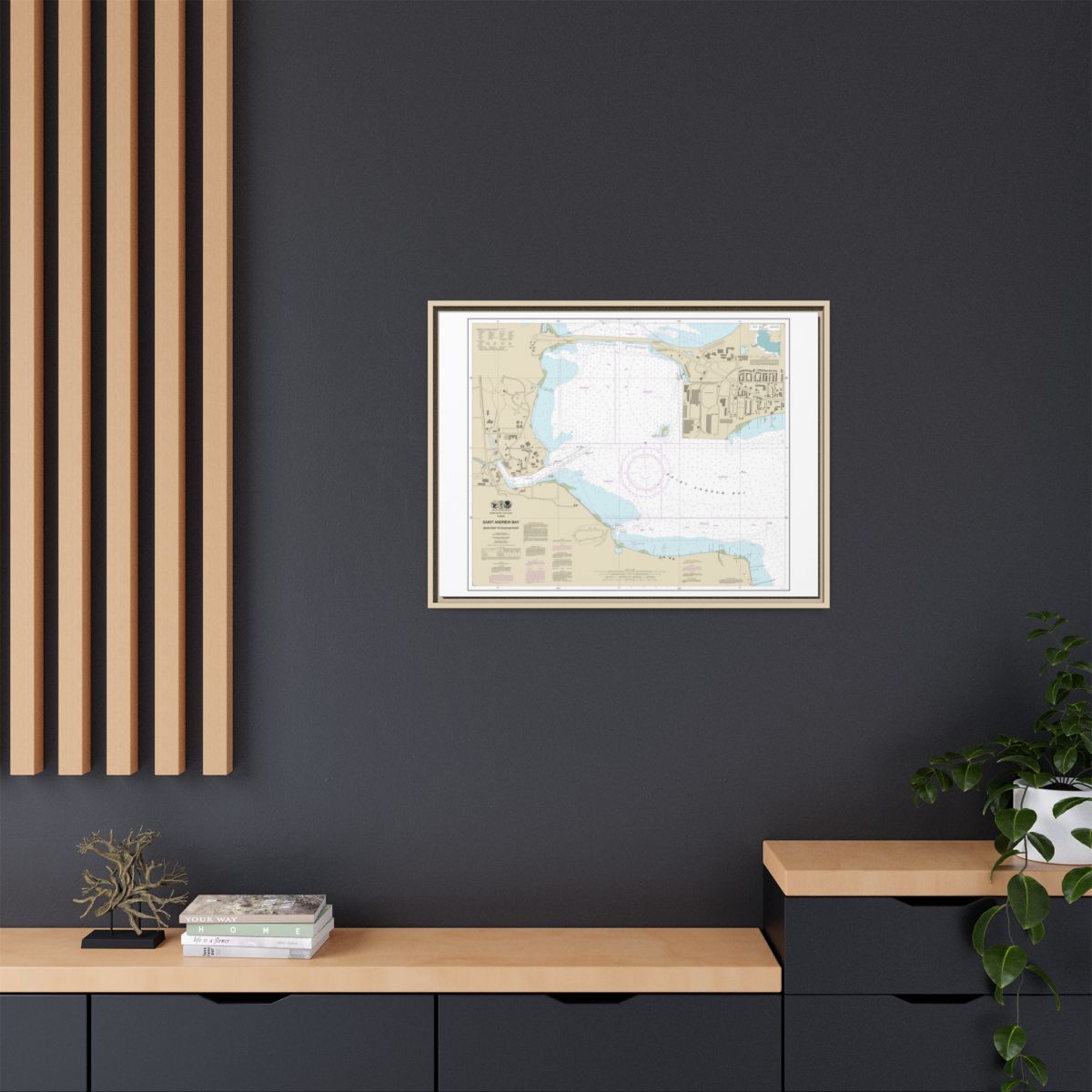 Chart 11392 St. Andrew Bay - Bear Point to Sulpher Point - NOAA Nautical Chart Floating Frame Canvas | 32" x 24" | 40" x 30" - Natural context-2