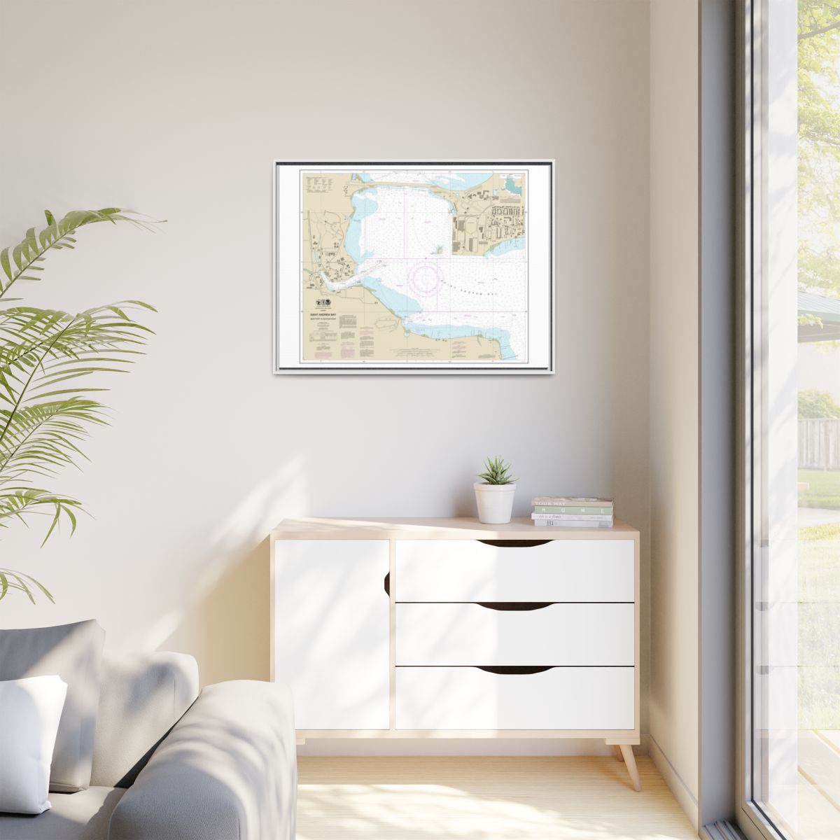 Chart 11392 St. Andrew Bay - Bear Point to Sulpher Point - NOAA Nautical Chart Floating Frame Canvas | 32" x 24" | 40" x 30" - White context-1