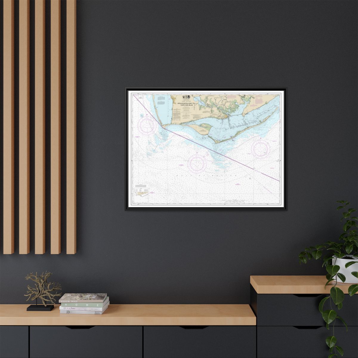 Chart 11401 Apalachicola Bay to Cape San Blas - NOAA Nautical Chart Floating Frame Canvas | 32" x 24" | 40" x 30" - Black context-2