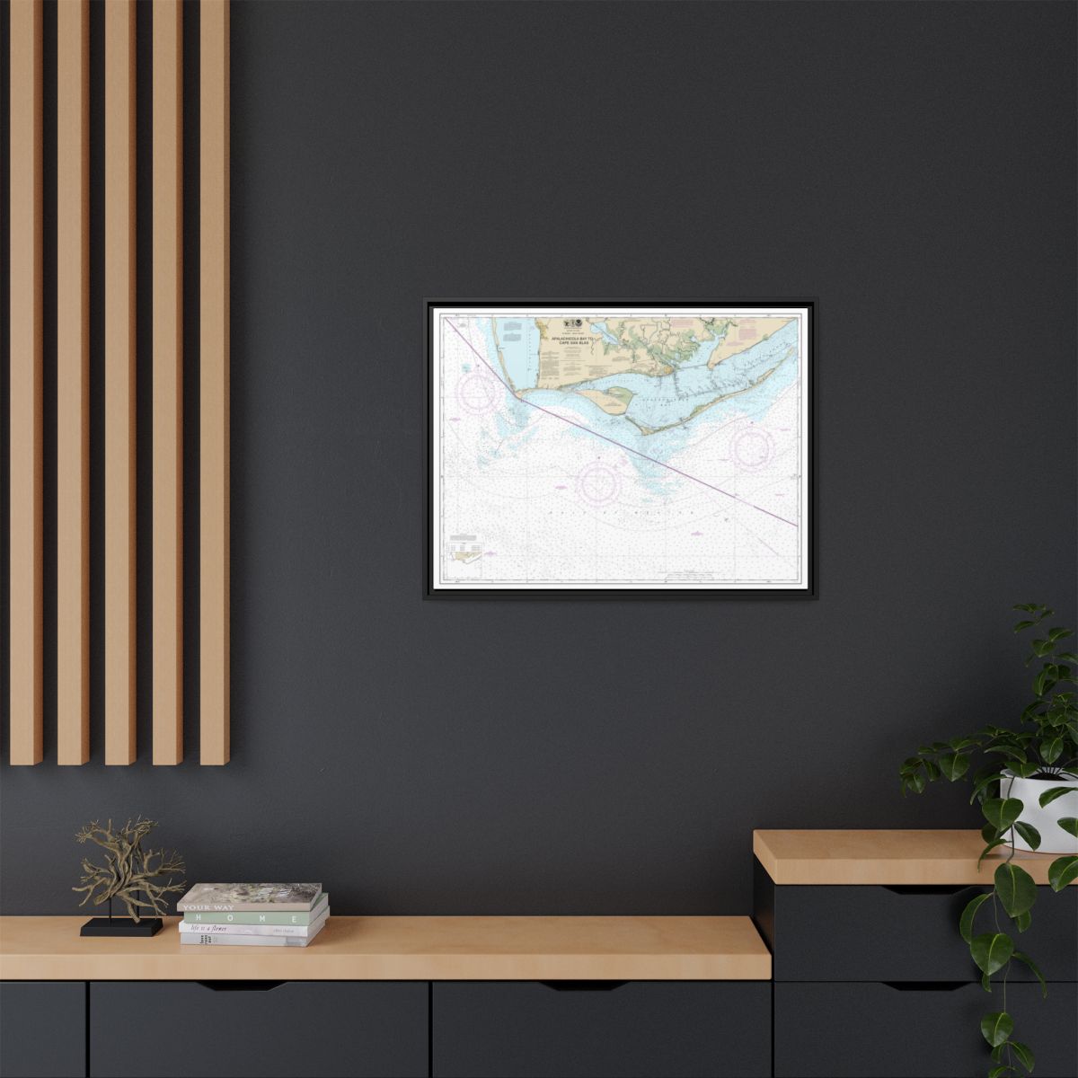 Chart 11401 Apalachicola Bay to Cape San Blas - NOAA Nautical Chart Floating Frame Canvas | 32" x 24" | 40" x 30" - Black context-2