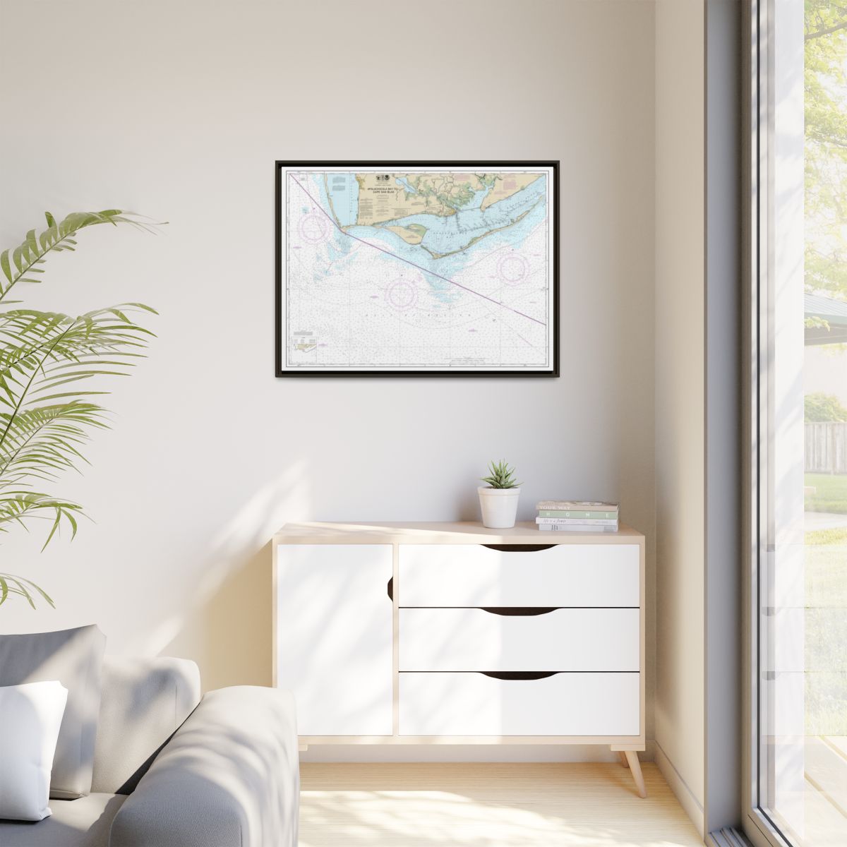Chart 11401 Apalachicola Bay to Cape San Blas - NOAA Nautical Chart Floating Frame Canvas | 32" x 24" | 40" x 30" - Espresso context-1