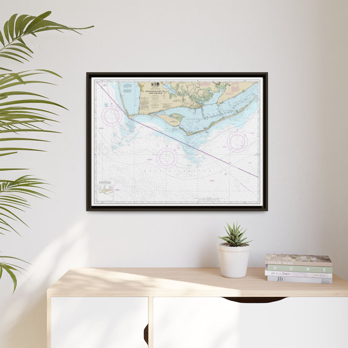 Chart 11401 Apalachicola Bay to Cape San Blas - NOAA Nautical Chart Floating Frame Canvas | 32" x 24" | 40" x 30" - Espresso context-1