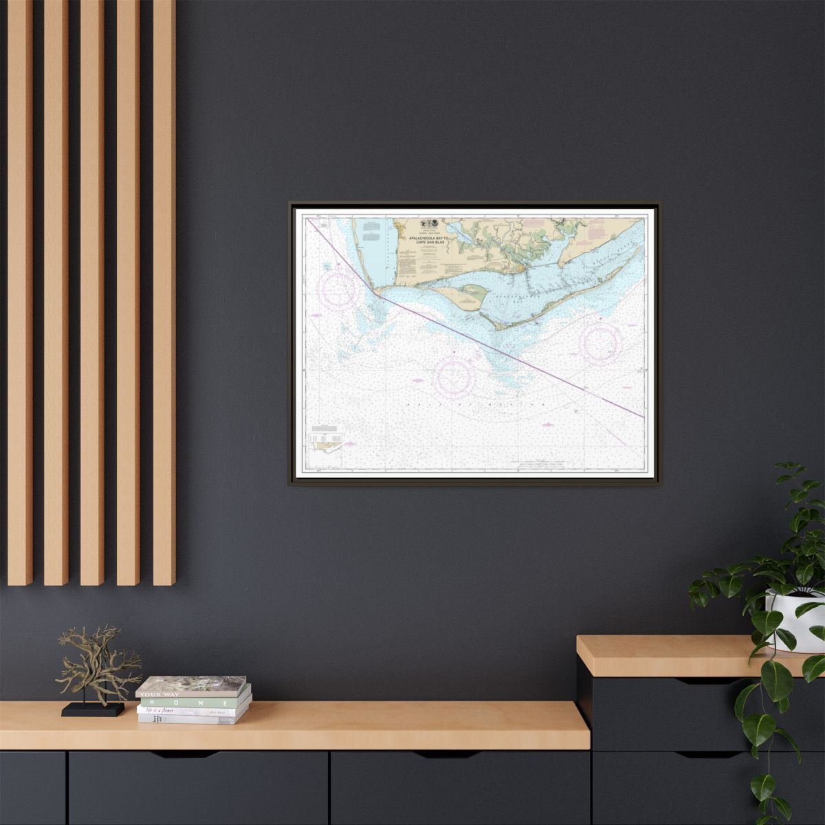 Chart 11401 Apalachicola Bay to Cape San Blas - NOAA Nautical Chart Floating Frame Canvas | 32" x 24" | 40" x 30" - Espresso context-2