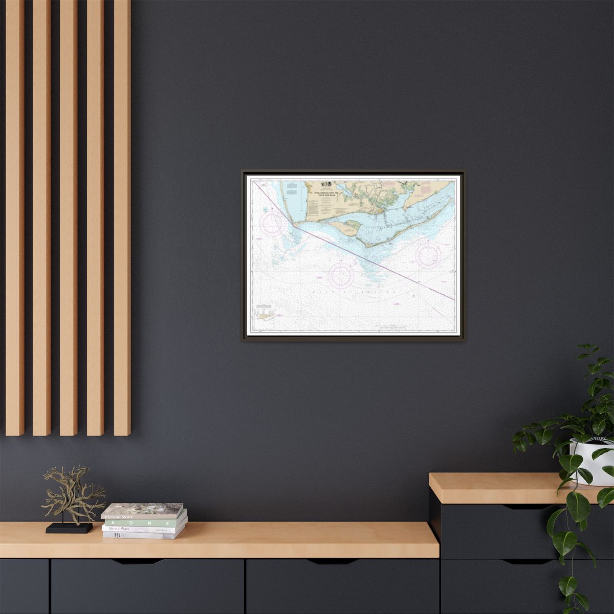 Chart 11401 Apalachicola Bay to Cape San Blas - NOAA Nautical Chart Floating Frame Canvas | 32" x 24" | 40" x 30" - Espresso context-2