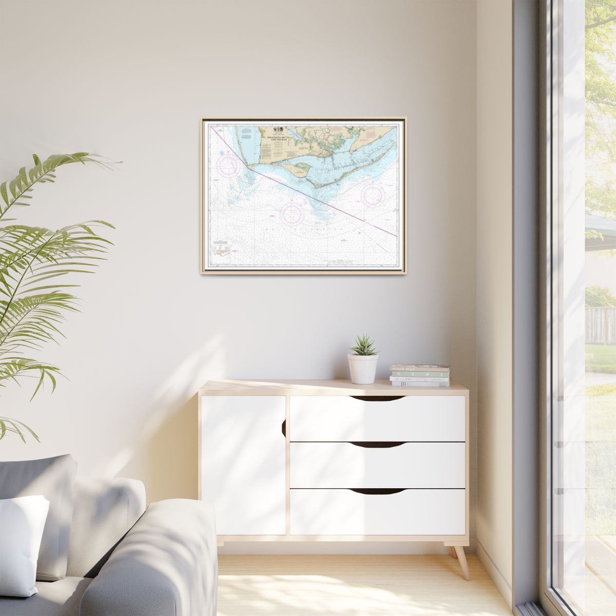 Chart 11401 Apalachicola Bay to Cape San Blas - NOAA Nautical Chart Floating Frame Canvas | 32" x 24" | 40" x 30" - Natural context-1