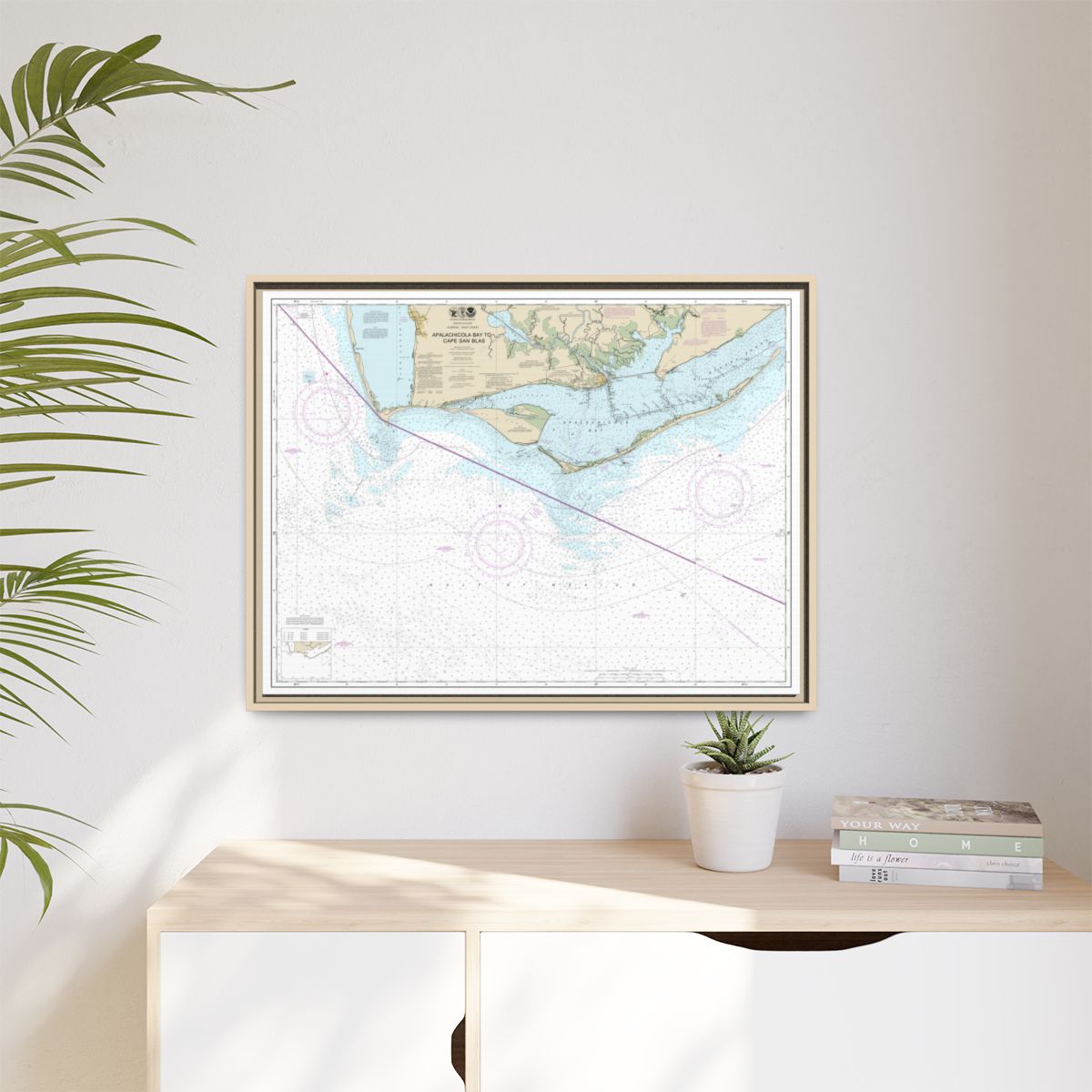 Chart 11401 Apalachicola Bay to Cape San Blas - NOAA Nautical Chart Floating Frame Canvas | 32" x 24" | 40" x 30" - Natural context-1