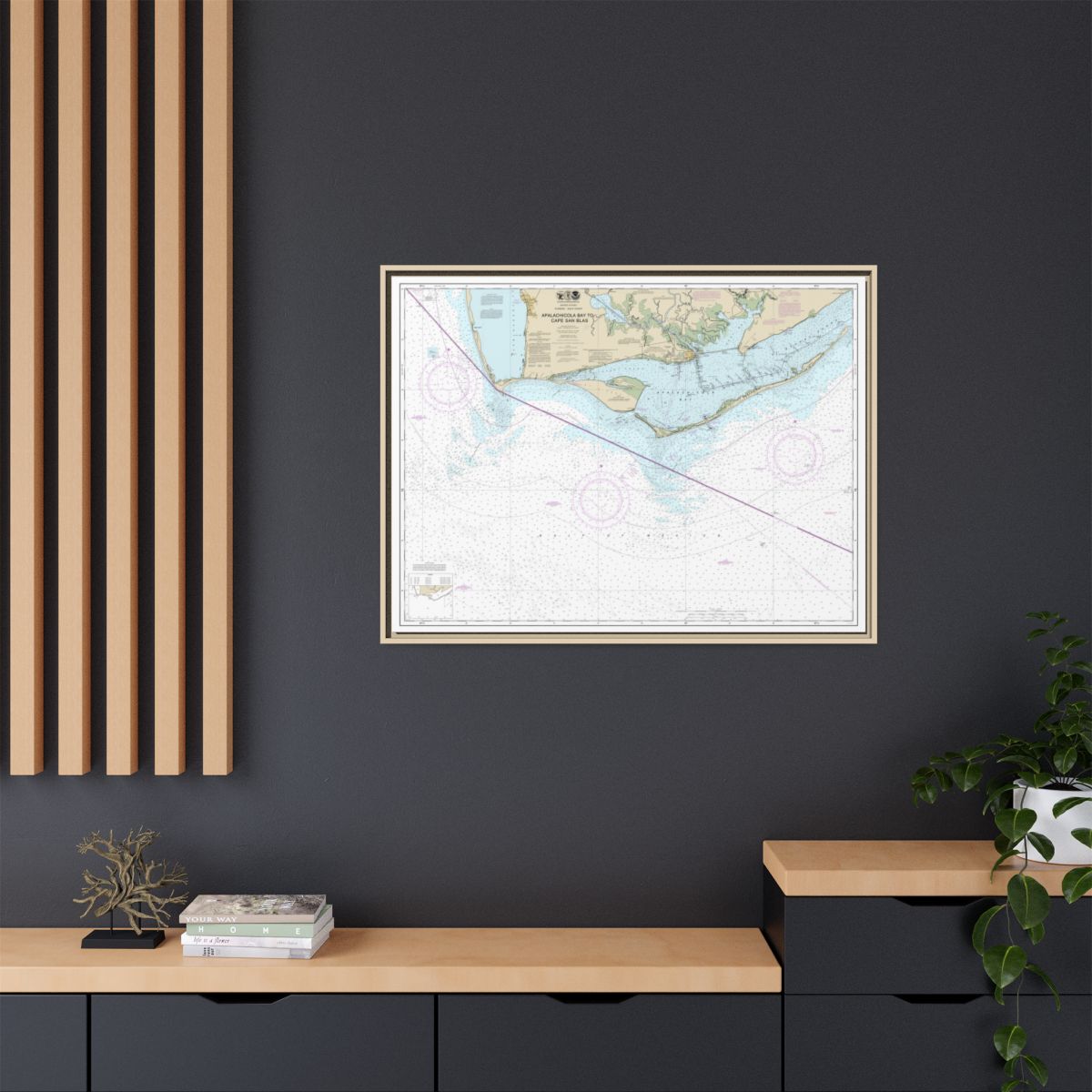 Chart 11401 Apalachicola Bay to Cape San Blas - NOAA Nautical Chart Floating Frame Canvas | 32" x 24" | 40" x 30" - Natural context-2