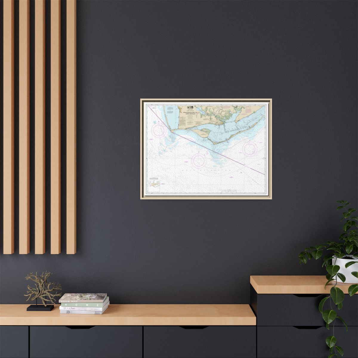 Chart 11401 Apalachicola Bay to Cape San Blas - NOAA Nautical Chart Floating Frame Canvas | 32" x 24" | 40" x 30" - Natural context-2