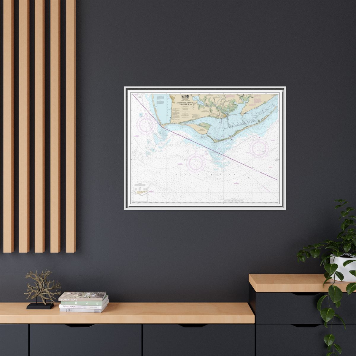 Chart 11401 Apalachicola Bay to Cape San Blas - NOAA Nautical Chart Floating Frame Canvas | 32" x 24" | 40" x 30" - White context-2