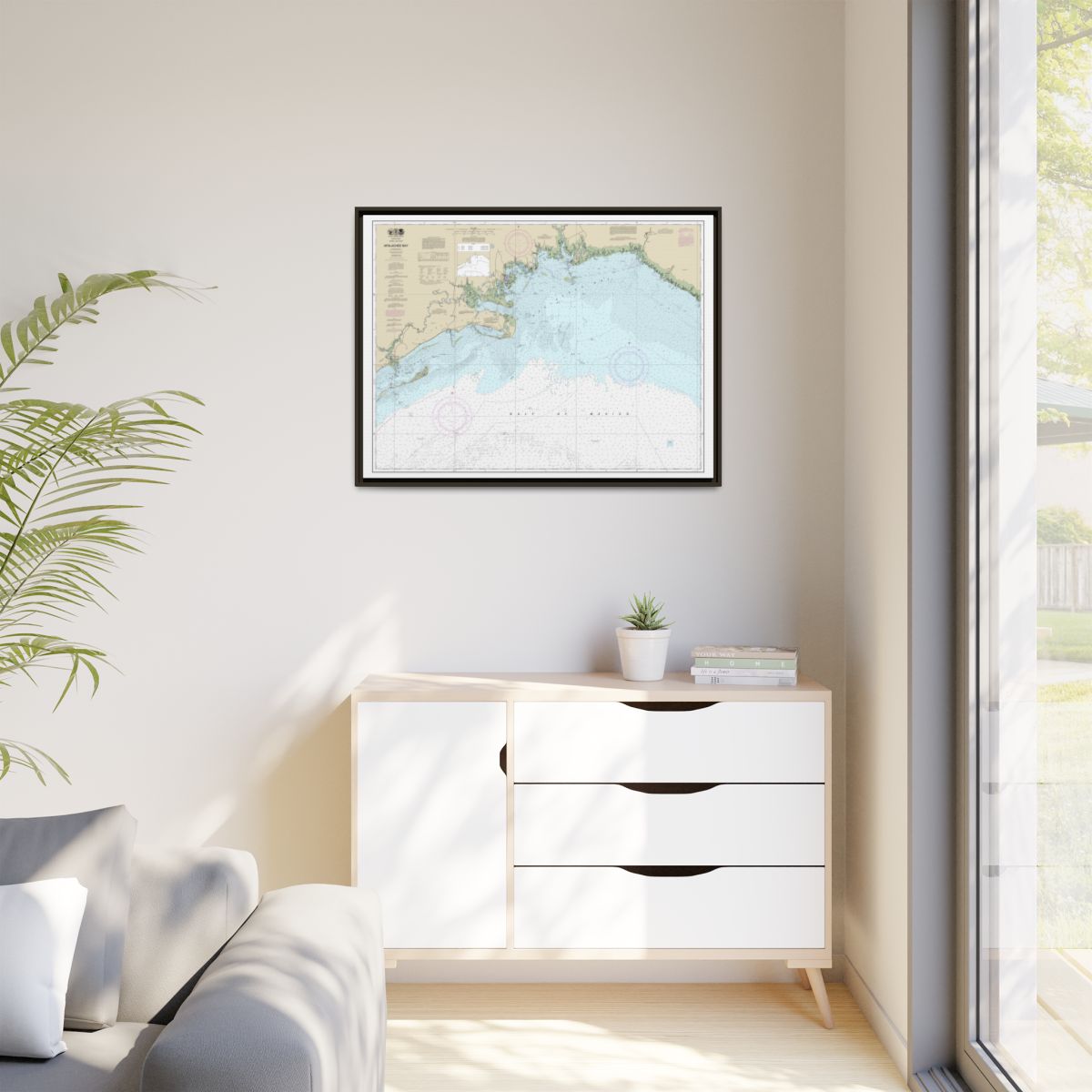Chart 11405 Apalachee Bay - NOAA Nautical Chart Floating Frame Canvas | 32" x 24" | 40" x 30" - Espresso context-1