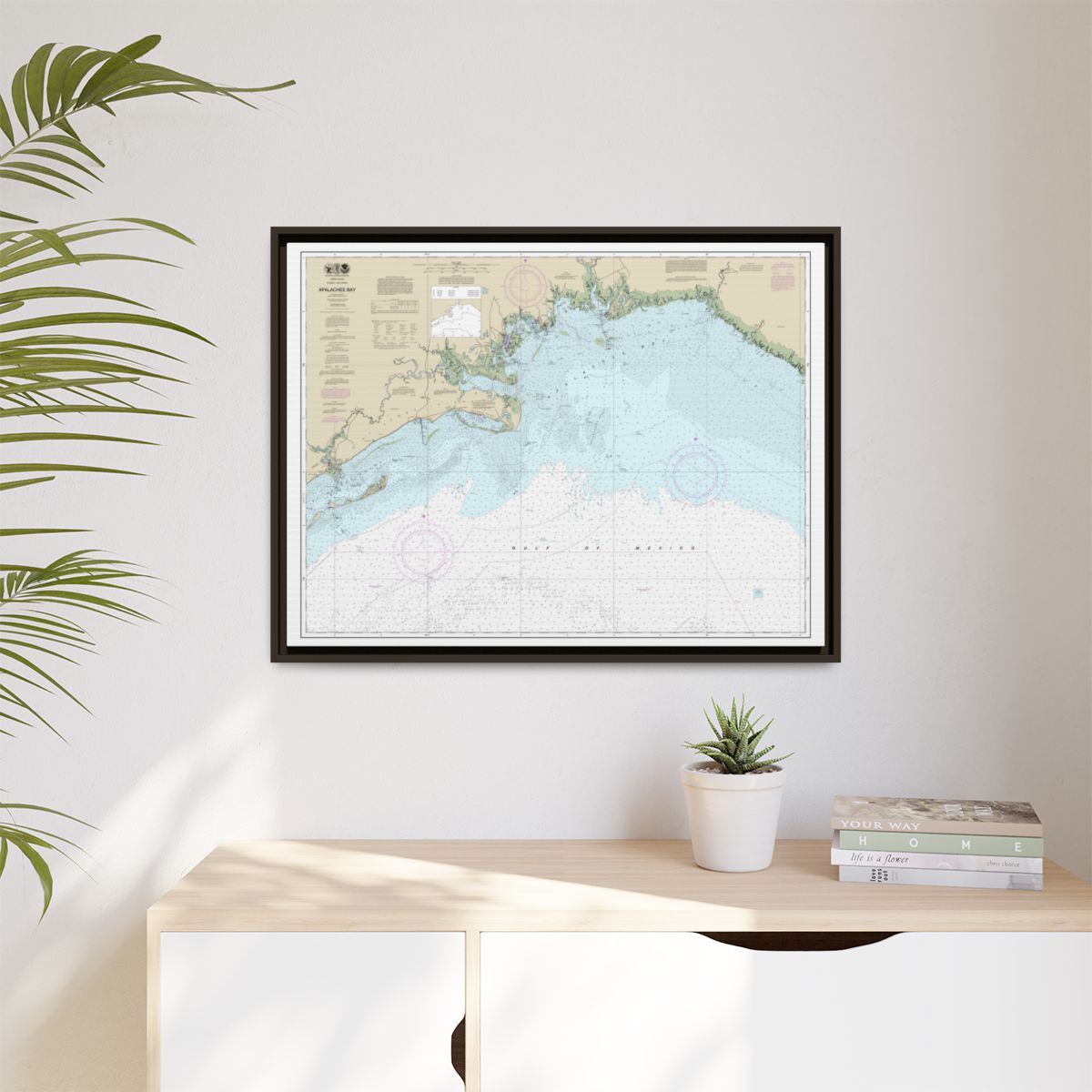 Chart 11405 Apalachee Bay - NOAA Nautical Chart Floating Frame Canvas | 32" x 24" | 40" x 30" - Espresso context-1