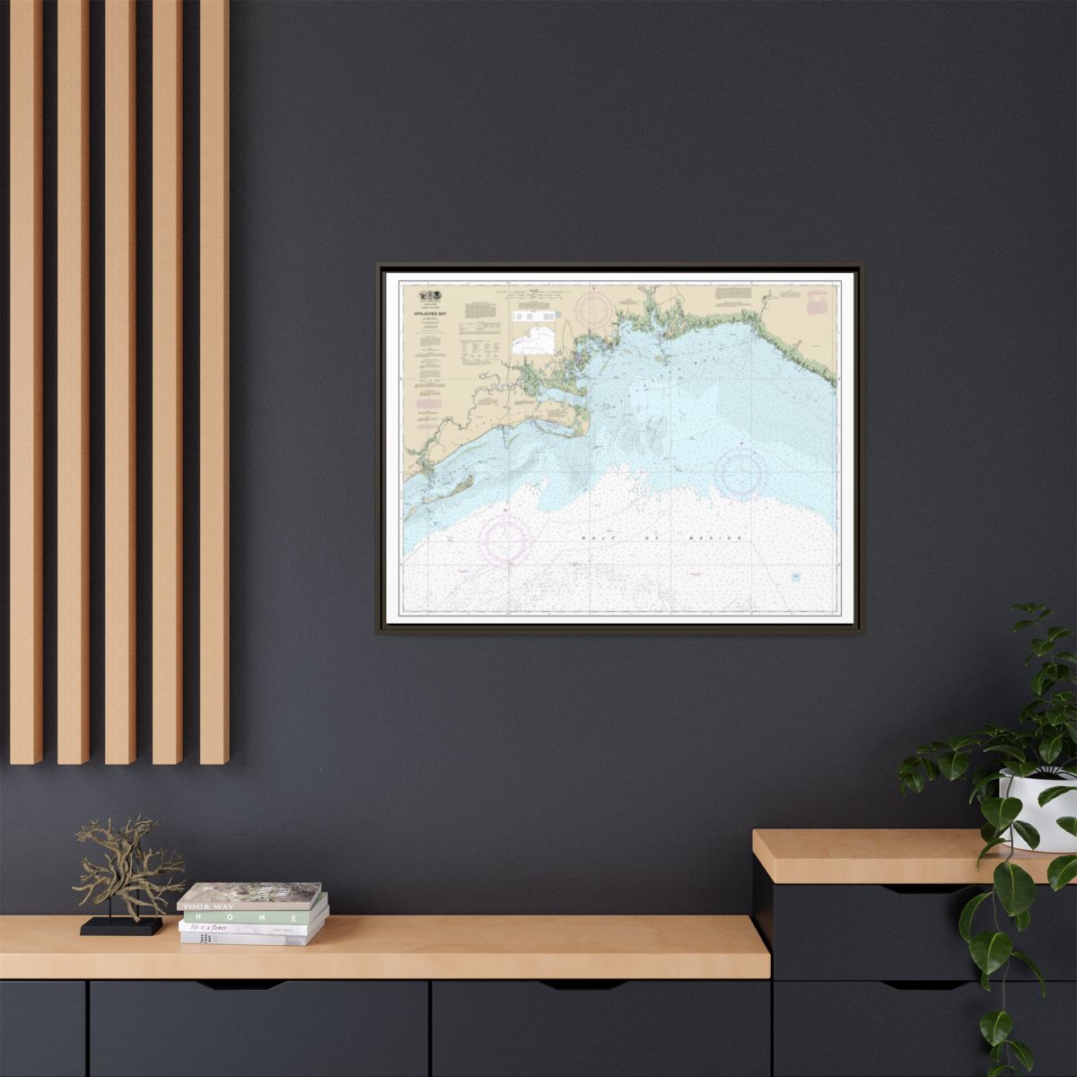 Chart 11405 Apalachee Bay - NOAA Nautical Chart Floating Frame Canvas | 32" x 24" | 40" x 30" - Espresso context-2