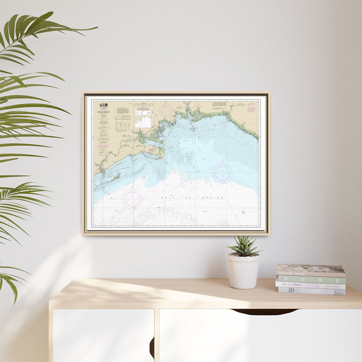 Chart 11405 Apalachee Bay - NOAA Nautical Chart Floating Frame Canvas | 32" x 24" | 40" x 30" - Natural context-1