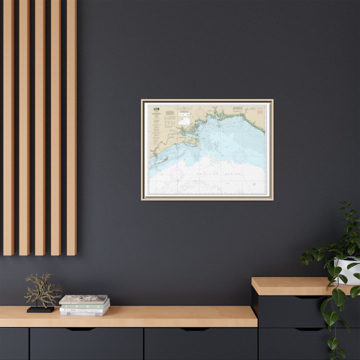Chart 11405 Apalachee Bay - NOAA Nautical Chart Floating Frame Canvas | 32" x 24" | 40" x 30" - Natural context-2