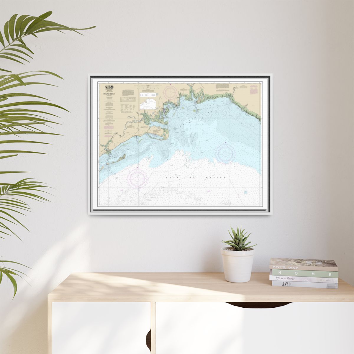 Chart 11405 Apalachee Bay - NOAA Nautical Chart Floating Frame Canvas | 32" x 24" | 40" x 30" - White context-1