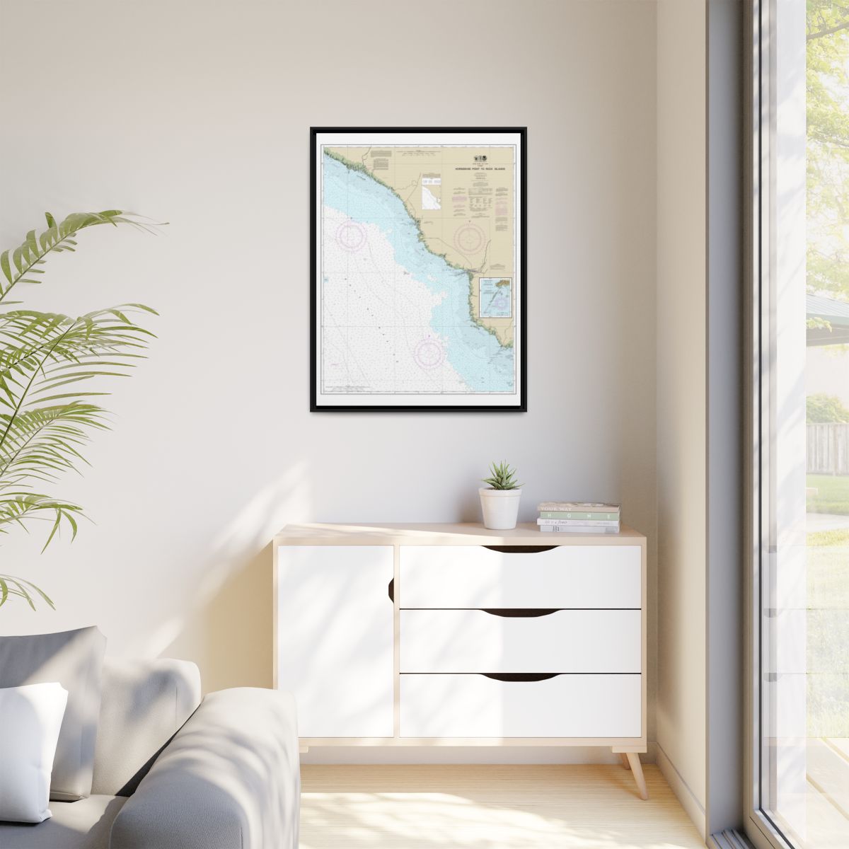 Chart 11407 Horseshoe Point to Rock Islands;Horseshoe Beach - NOAA Nautical Chart Floating Frame Canvas | 24" x 32" | 30" x 40" - Black context-1